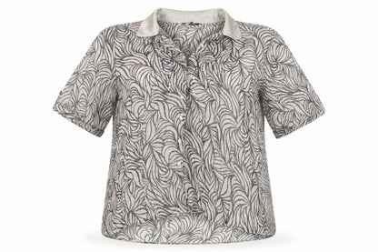 Debenhams Womens Grey Geometric Polyester Basic Button-Up Size 16 Collared