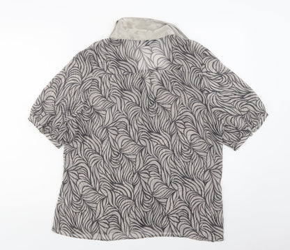 Debenhams Womens Grey Geometric Polyester Basic Button-Up Size 16 Collared