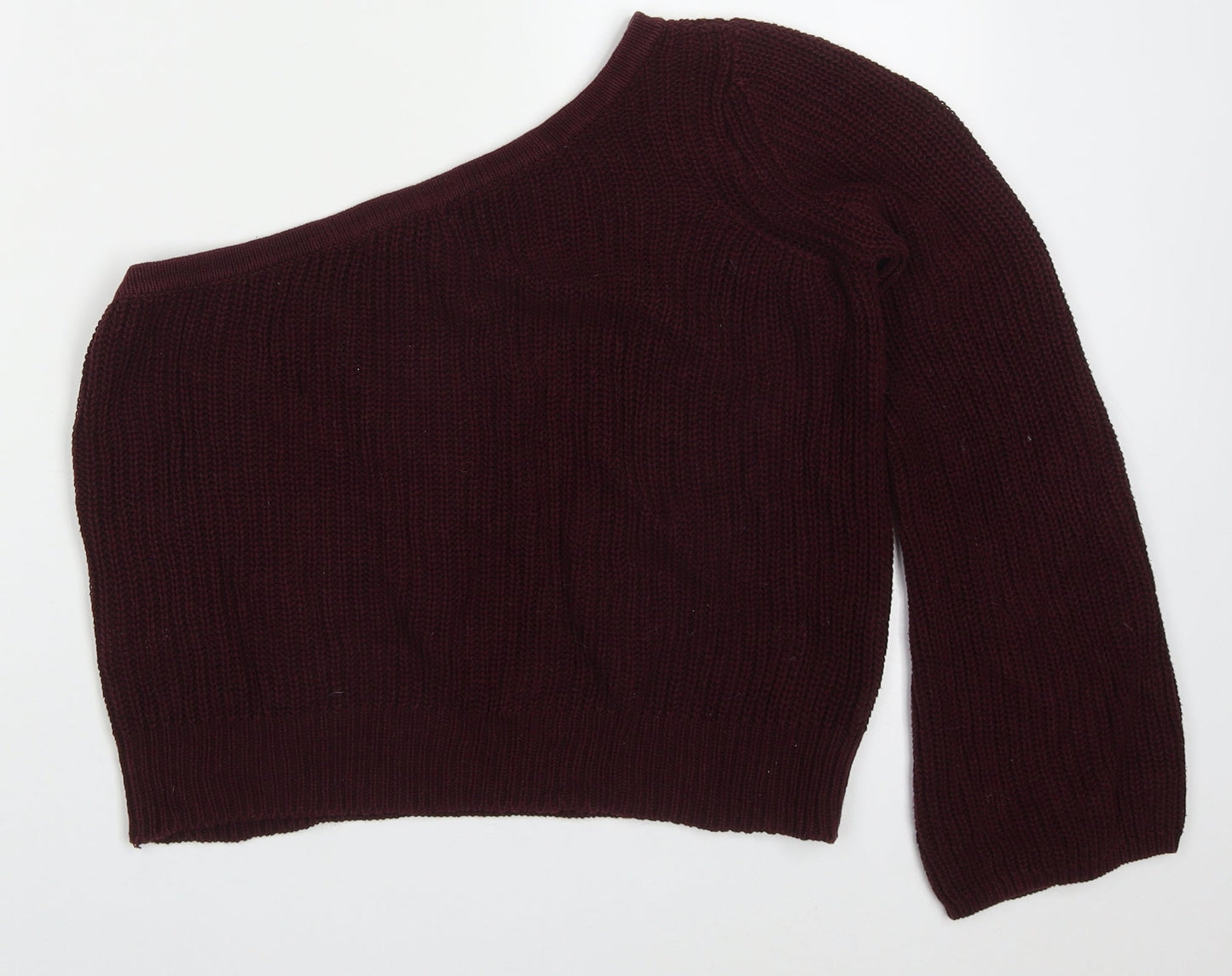 FOREVER 21 Womens Purple Boat Neck  Cotton Pullover Jumper Size S   - One Shoulder