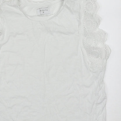 Papaya Womens White  Cotton Basic Tank Size 10 Round Neck