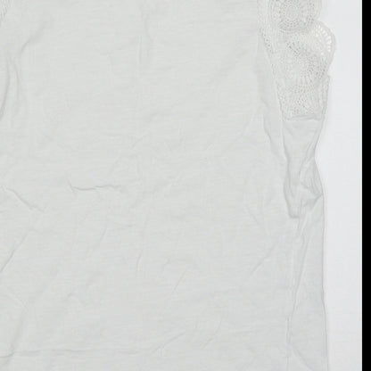 Papaya Womens White  Cotton Basic Tank Size 10 Round Neck
