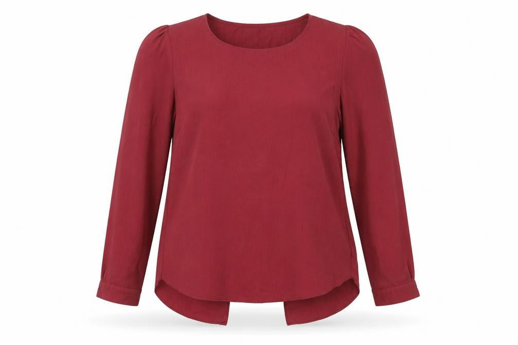 Geoge Womens Red  Polyester Basic Blouse Size 8 Round Neck
