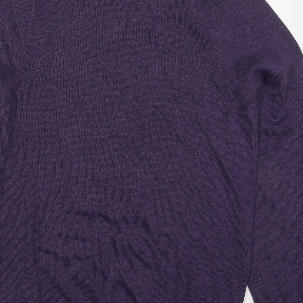 Marks and Spencer Mens Purple V-Neck  Cotton Pullover Jumper Size S