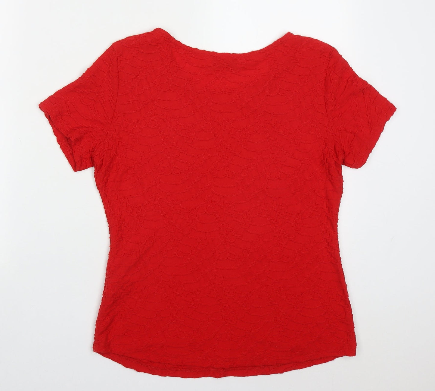 Marks and Spencer Womens Red  Polyester Basic T-Shirt Size 12 Round Neck