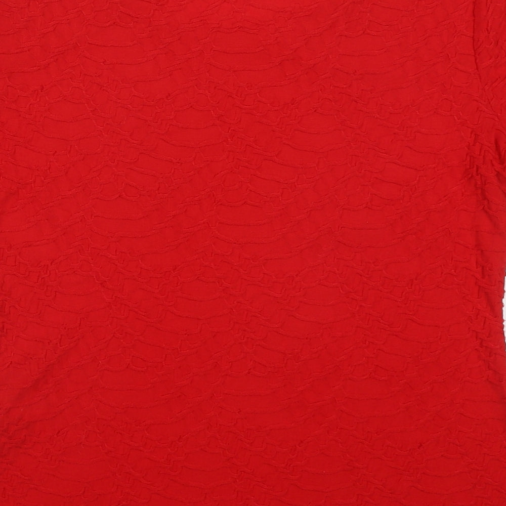Marks and Spencer Womens Red  Polyester Basic T-Shirt Size 12 Round Neck
