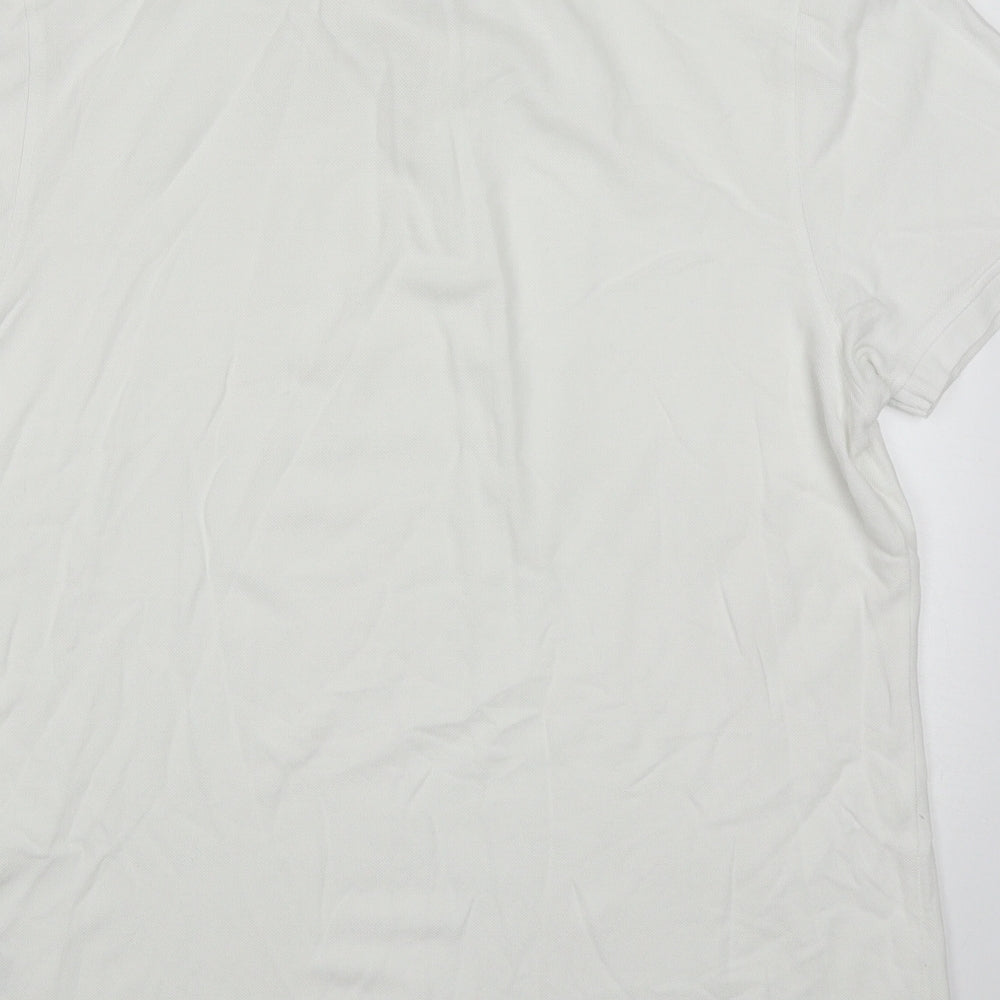Un Bias Mens White  Cotton  Polo Size L Collared Pullover
