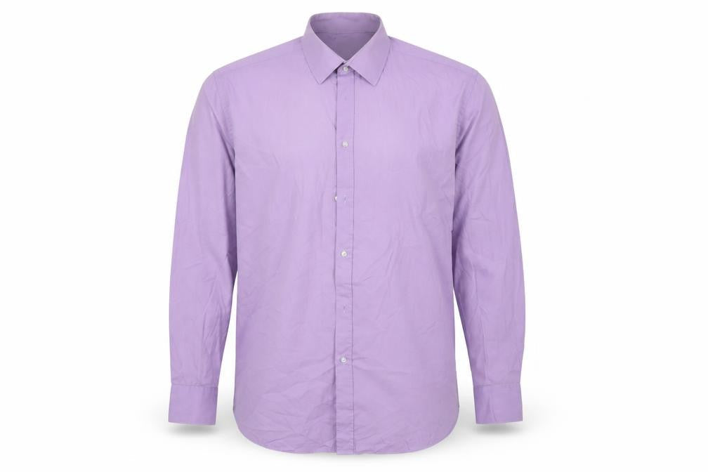 Taylor & Qright Mens Purple  Polyester  Button-Up Size 17.5 Collared Button
