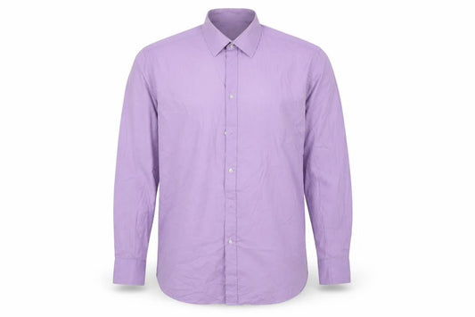 Taylor & Qright Mens Purple  Polyester  Button-Up Size 17.5 Collared Button
