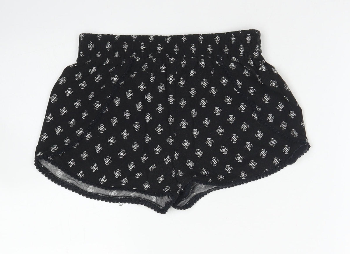 915 Generation Girls Black Paisley Cotton Mom Shorts Size 9 Years  Regular