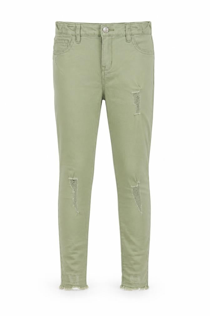 Denim Co Girls Green  Cotton Skinny Jeans Size 10-11 Years  Regular Button - distressed