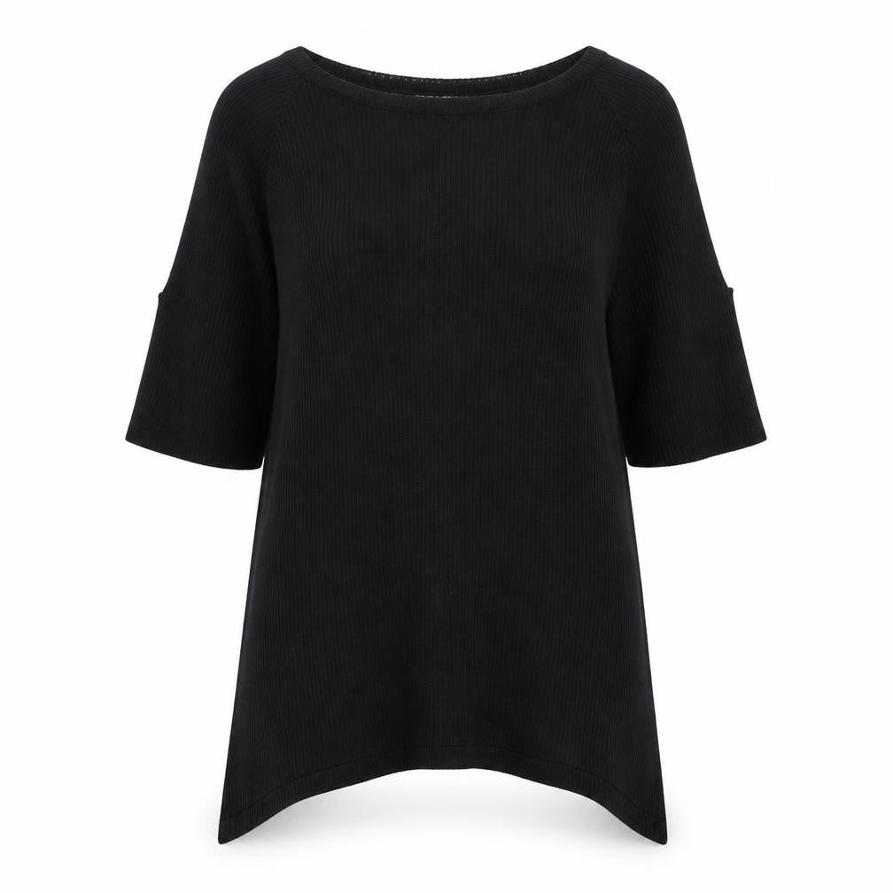 Warehouse Womens Black  Viscose Basic Blouse Size 8 Crew Neck