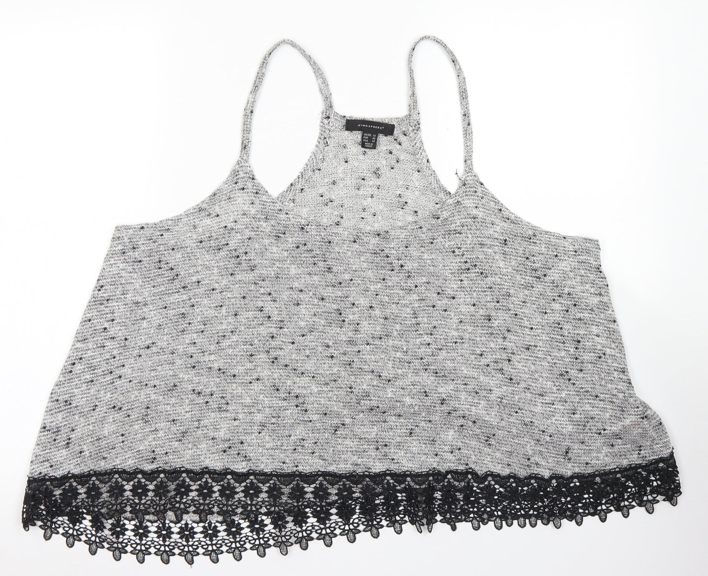 Atmosphere Womens Grey  Acrylic Cropped Tank Size 18 Round Neck - Lace edging