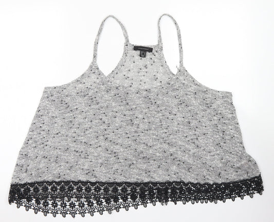 Atmosphere Womens Grey  Acrylic Cropped Tank Size 18 Round Neck - Lace edging
