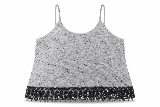 Atmosphere Womens Grey  Acrylic Cropped Tank Size 18 Round Neck - Lace edging