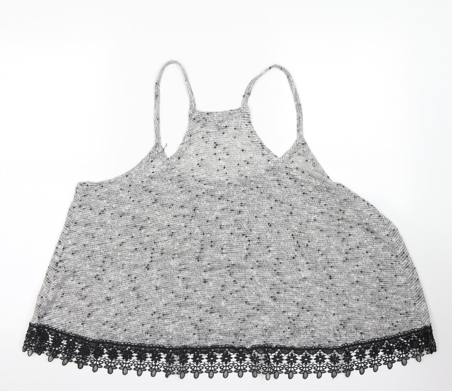Atmosphere Womens Grey  Acrylic Cropped Tank Size 18 Round Neck - Lace edging