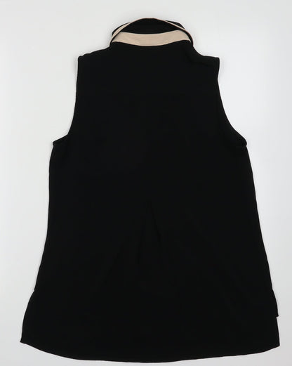 Warehouse Womens Black  Polyester Basic Button-Up Size 10 Collared