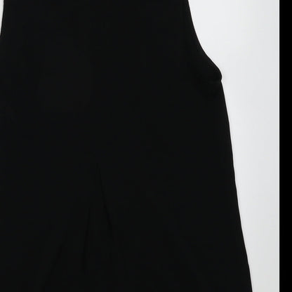 Warehouse Womens Black  Polyester Basic Button-Up Size 10 Collared