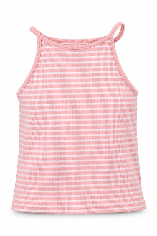F&F Girls Pink Striped Cotton Basic Tank Size 8-9 Years Square Neck Pullover