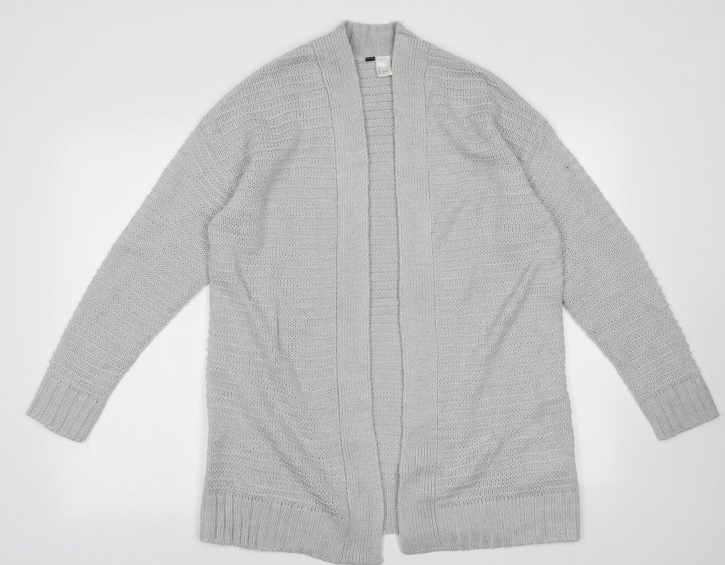 H&M Womens Grey V-Neck  Acrylic Cardigan Jumper Size S