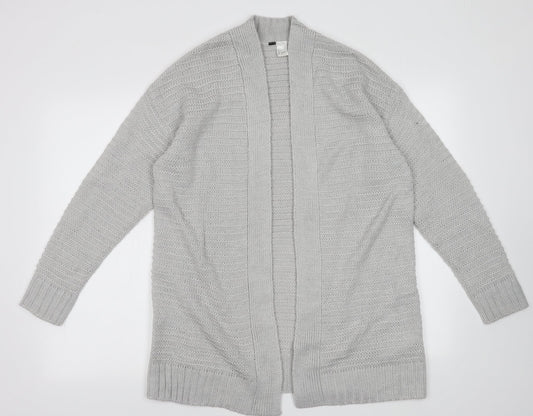 H&M Womens Grey V-Neck  Acrylic Cardigan Jumper Size S