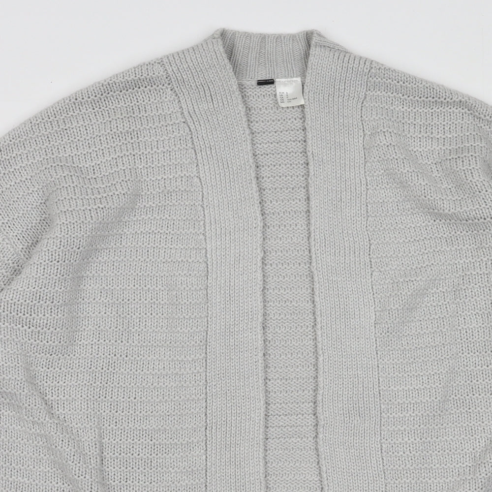 H&M Womens Grey V-Neck  Acrylic Cardigan Jumper Size S