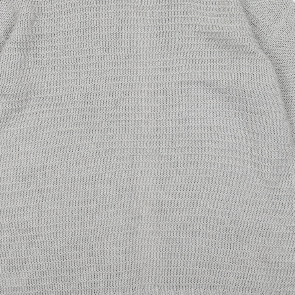 H&M Womens Grey V-Neck  Acrylic Cardigan Jumper Size S