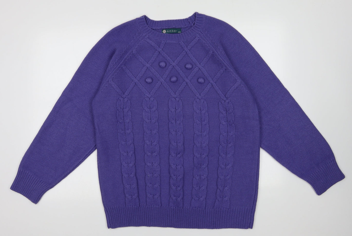 Amber Womens Purple Geometric Acrylic Pullover Sweatshirt Size 20  Pullover