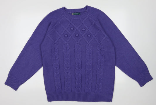 Amber Womens Purple Geometric Acrylic Pullover Sweatshirt Size 20  Pullover