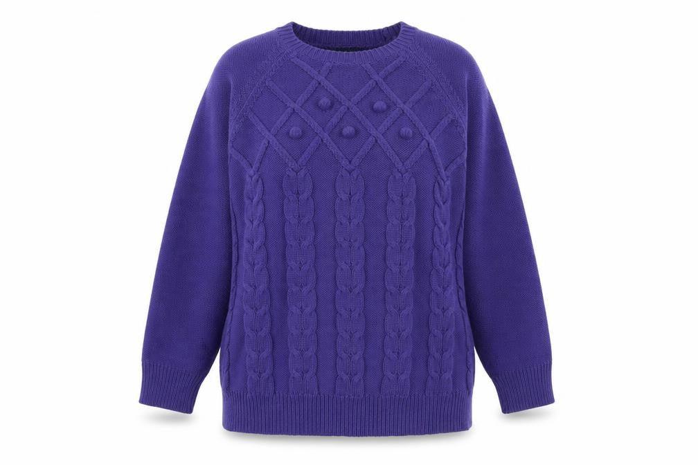 Amber Womens Purple Geometric Acrylic Pullover Sweatshirt Size 20  Pullover