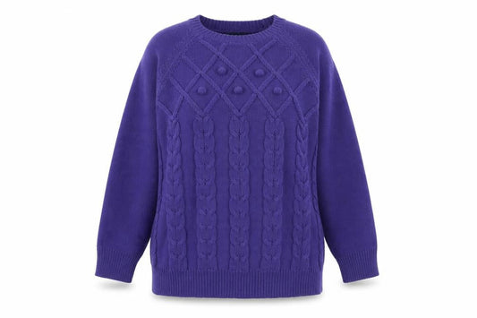 Amber Womens Purple Geometric Acrylic Pullover Sweatshirt Size 20  Pullover