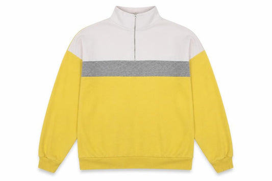 New Look Womens Yellow Striped Cotton Pullover Sweatshirt Size 12  Zip
