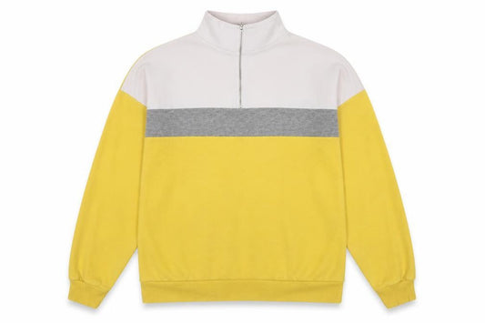 New Look Womens Yellow Striped Cotton Pullover Sweatshirt Size 12  Zip