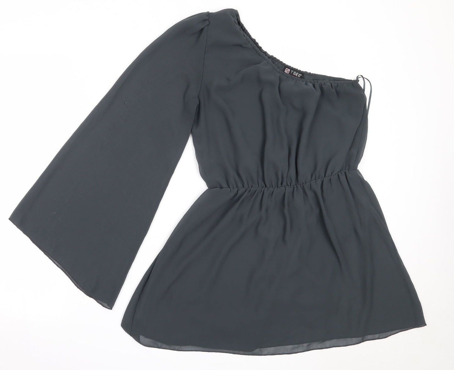 Tsega Womens Green  Polyester Basic Blouse Size 12 One Shoulder