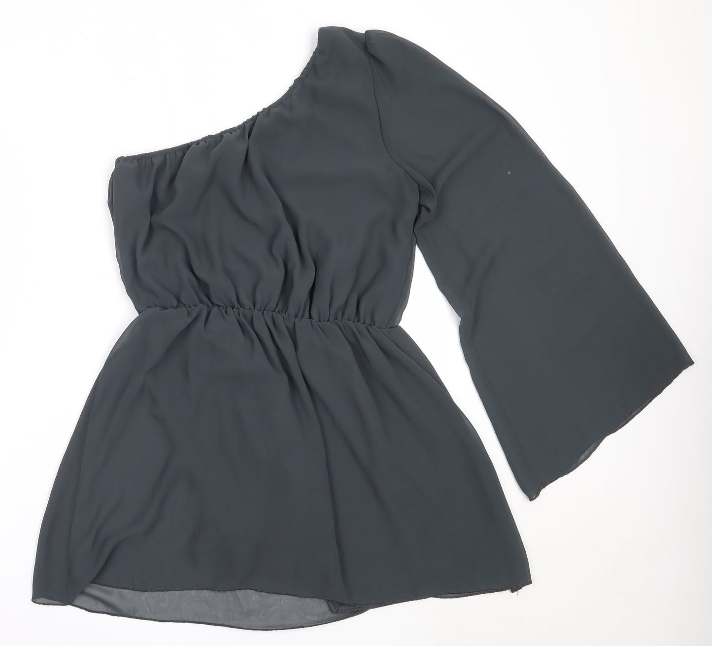 Tsega Womens Green  Polyester Basic Blouse Size 12 One Shoulder