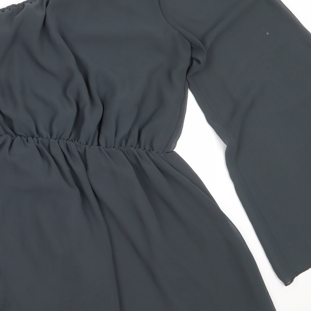 Tsega Womens Green  Polyester Basic Blouse Size 12 One Shoulder