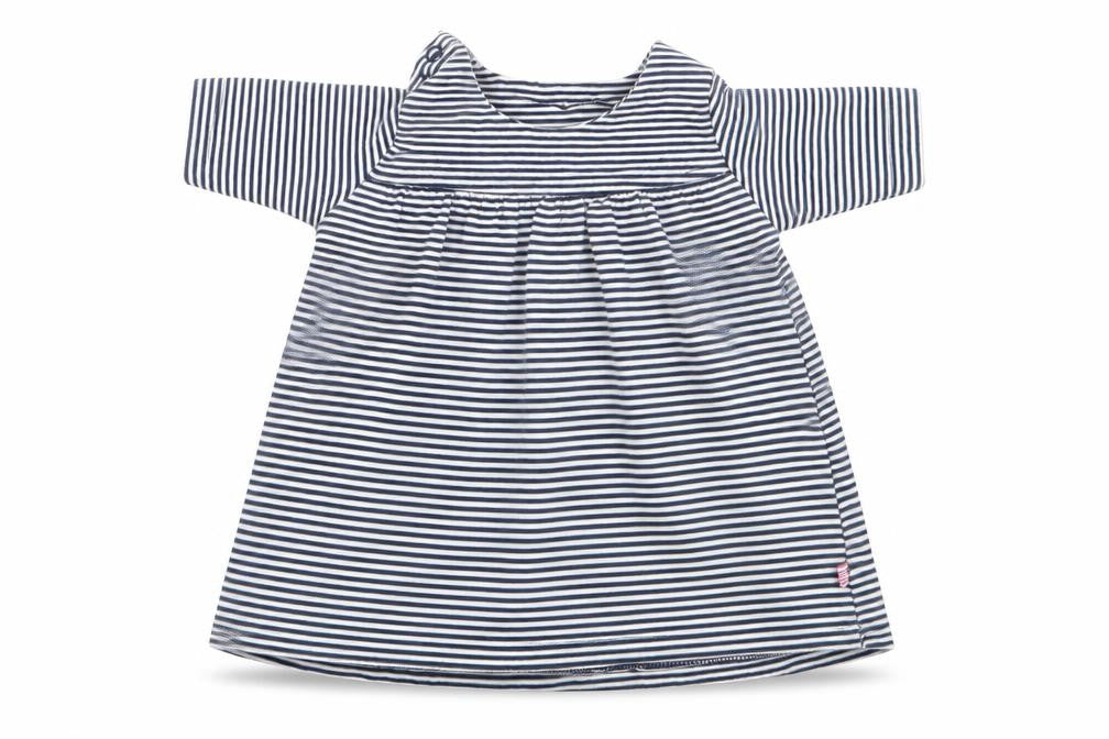 Marks & Spencer Girls Blue Striped Cotton Fit & Flare  Size 0-3 Months  Round Neck