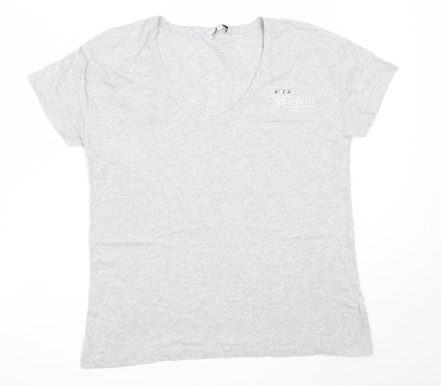 NEXT Womens Grey  Cotton Basic T-Shirt Size 14 Round Neck