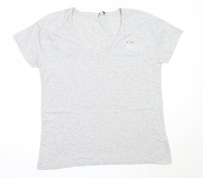 Next Womens Grey  Cotton Basic T-Shirt Size 14 Round Neck