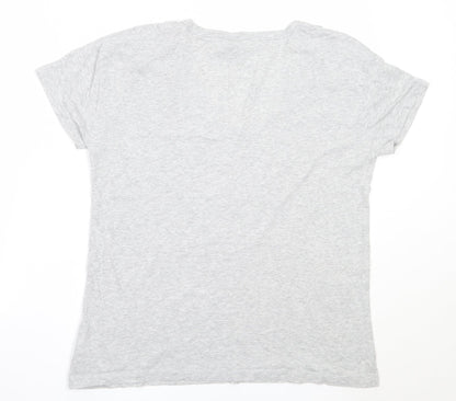 Next Womens Grey  Cotton Basic T-Shirt Size 14 Round Neck