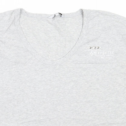 Next Womens Grey  Cotton Basic T-Shirt Size 14 Round Neck