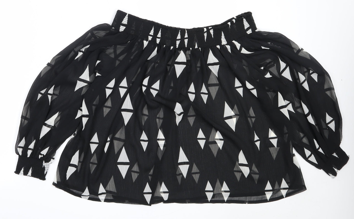 H&M Womens Black  Polyester Basic Blouse Size 10 Off the Shoulder