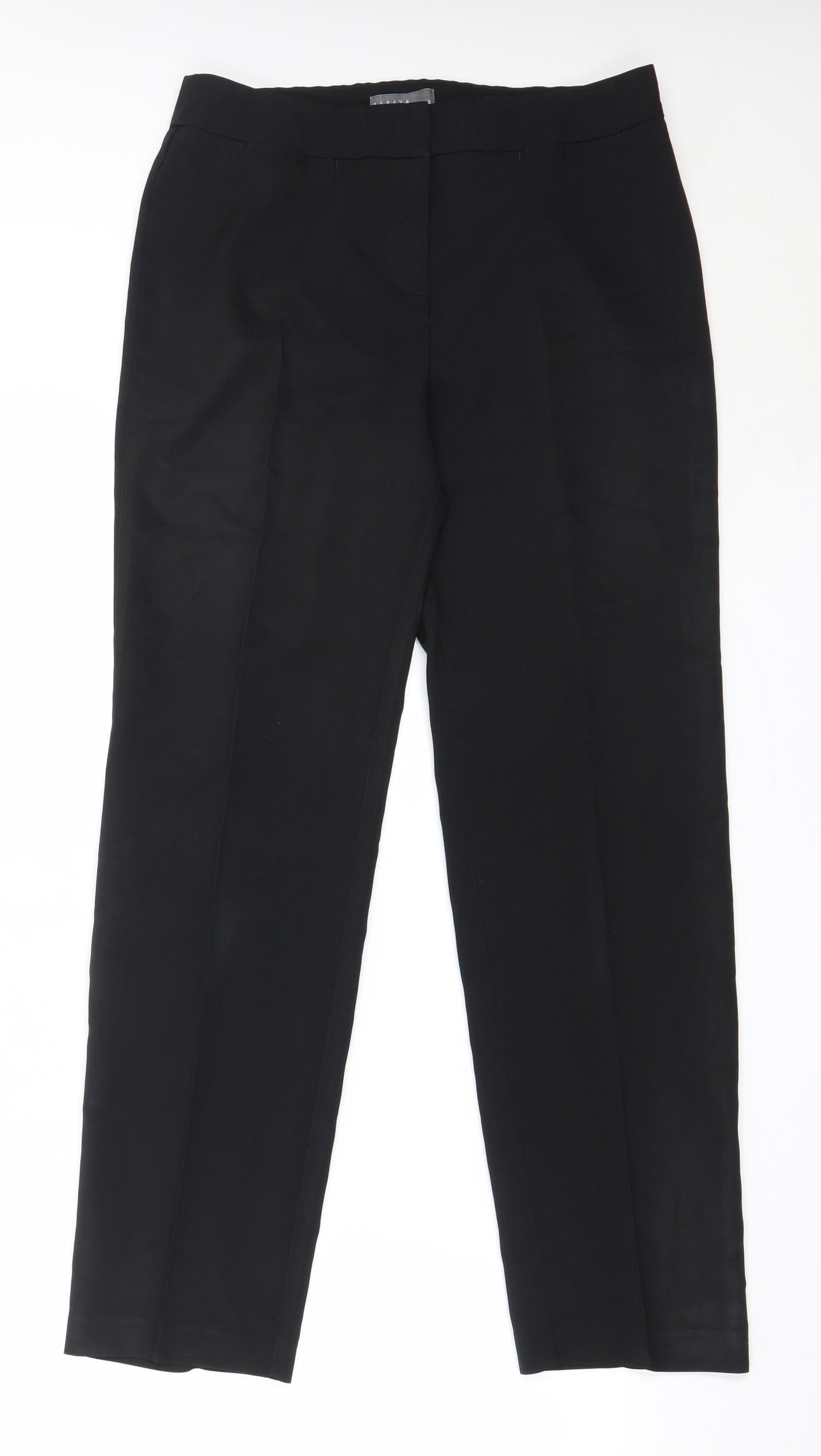 Papaya Womens Black  Polyester Trousers  Size 10 L28.5 in Regular