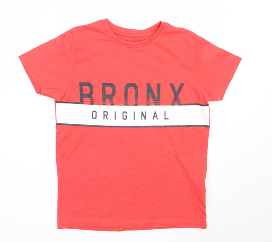 Primark Boys Red  Cotton Basic T-Shirt Size 7-8 Years Round Neck