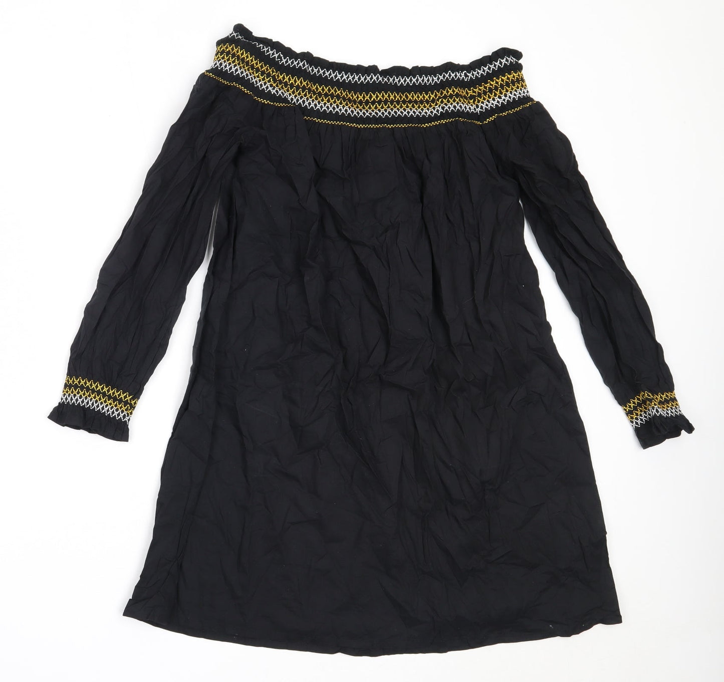 River Island Womens Black  Cotton Shift  Size 6  Off the Shoulder