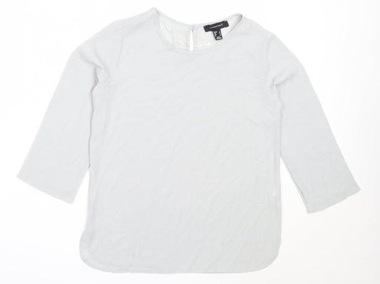 Atmosphere Womens Grey  Polyester Basic Blouse Size 4 Round Neck