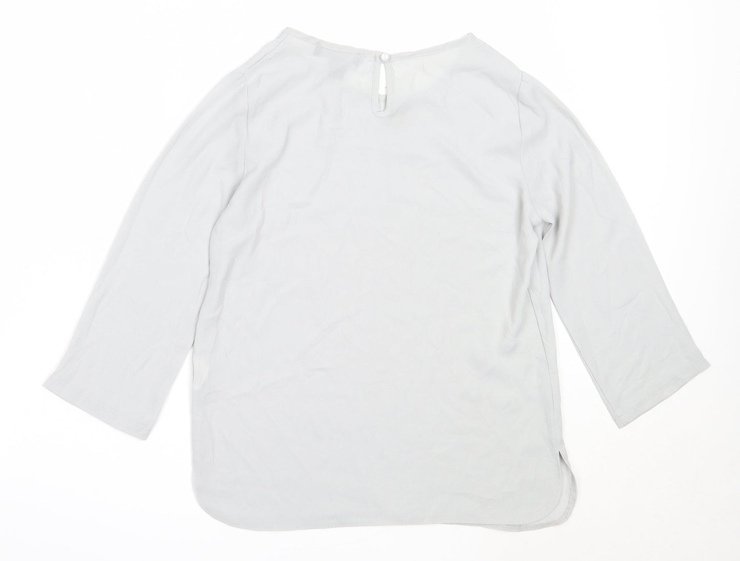 Atmosphere Womens Grey  Polyester Basic Blouse Size 4 Round Neck