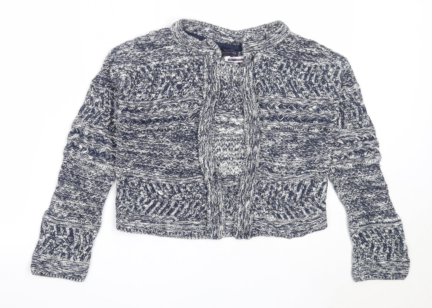 Marks and Spencer Womens Blue Round Neck  Cotton Cardigan Jumper Size S