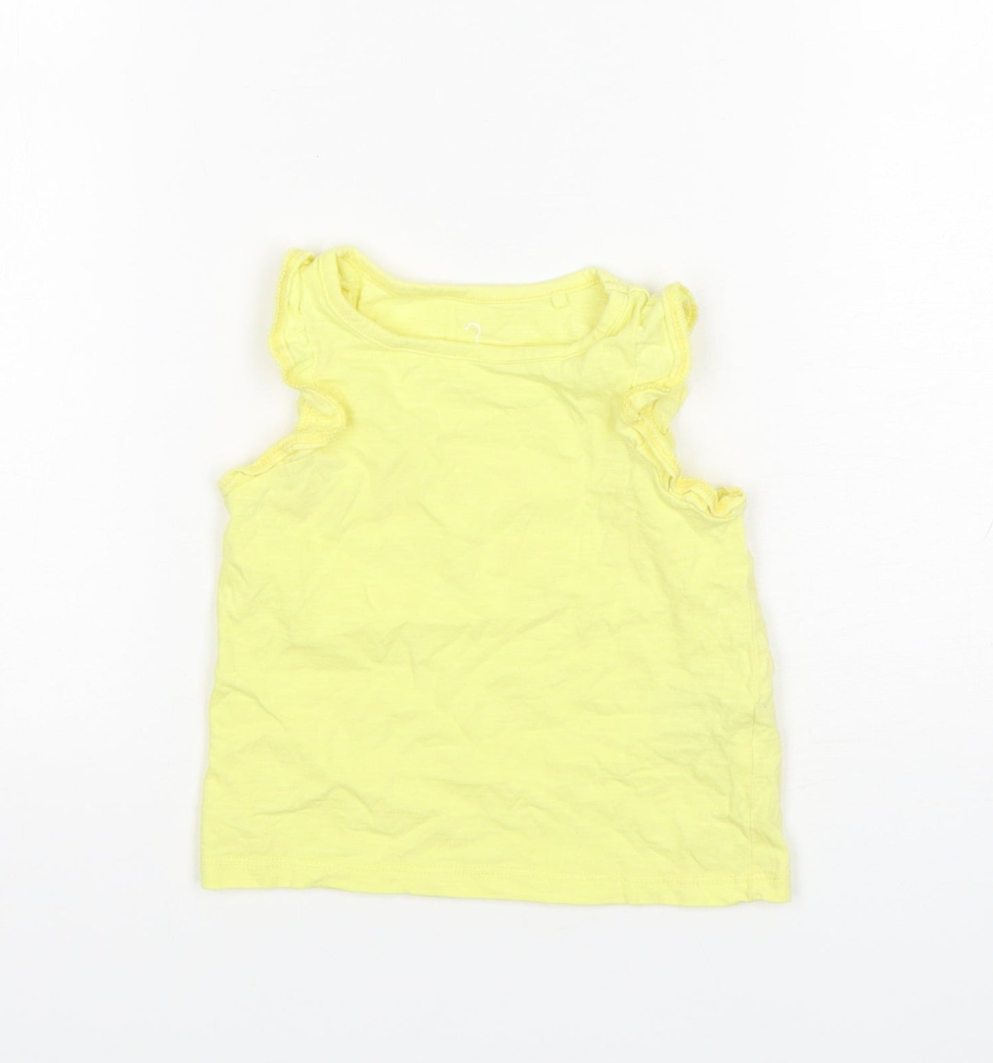 NEXT Girls Yellow  Cotton Basic Tank Size 9-12 Months Round Neck