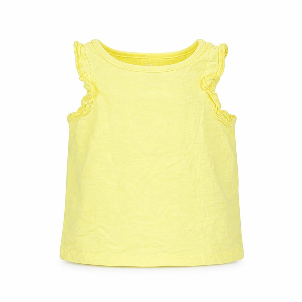 NEXT Girls Yellow  Cotton Basic Tank Size 9-12 Months Round Neck