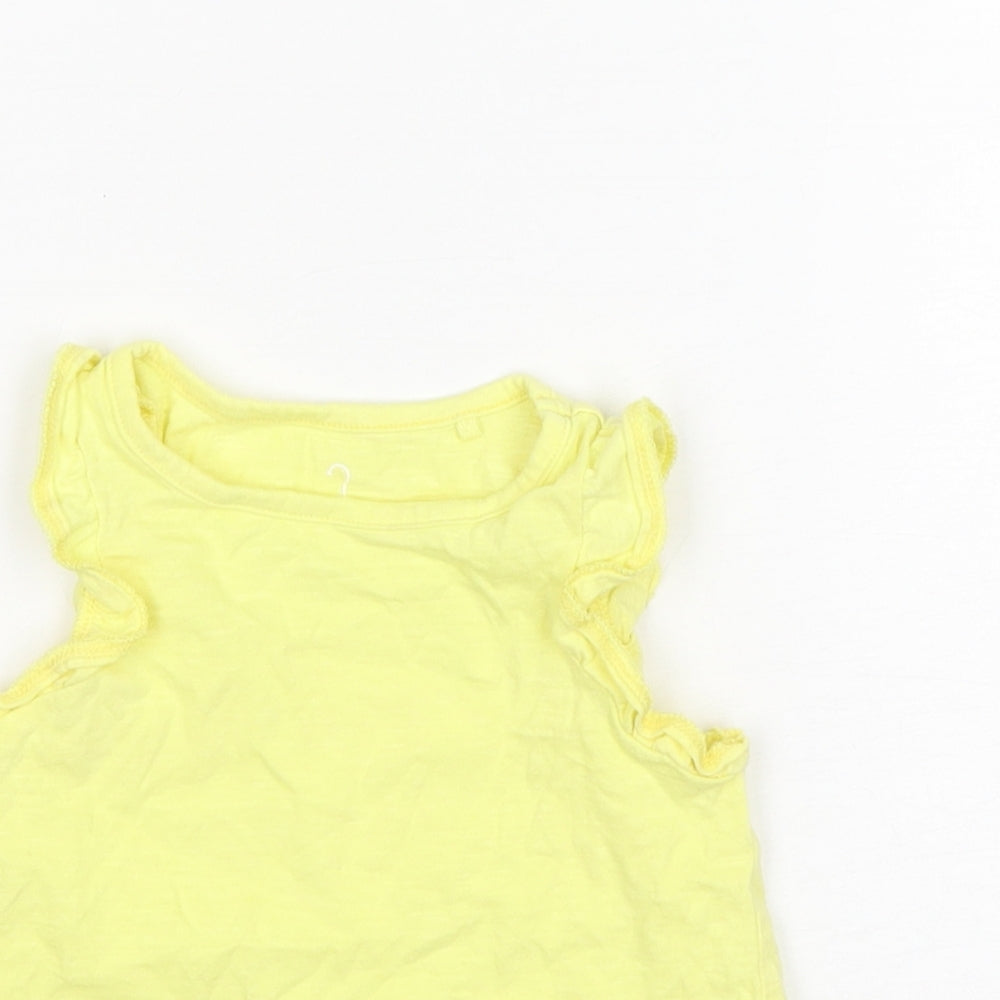 NEXT Girls Yellow  Cotton Basic Tank Size 9-12 Months Round Neck